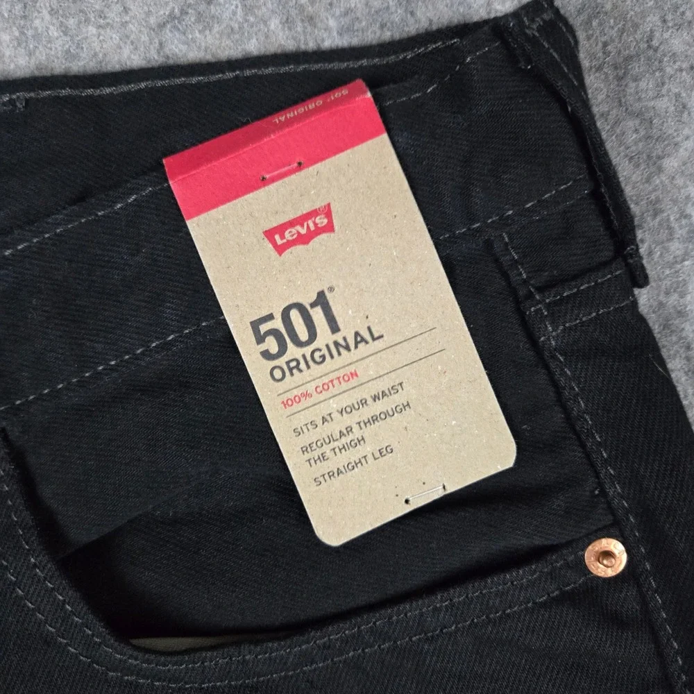 Levi's 501 Original Jeans Mens 38x30 Black Straight Leg Denim Button Fly NWT